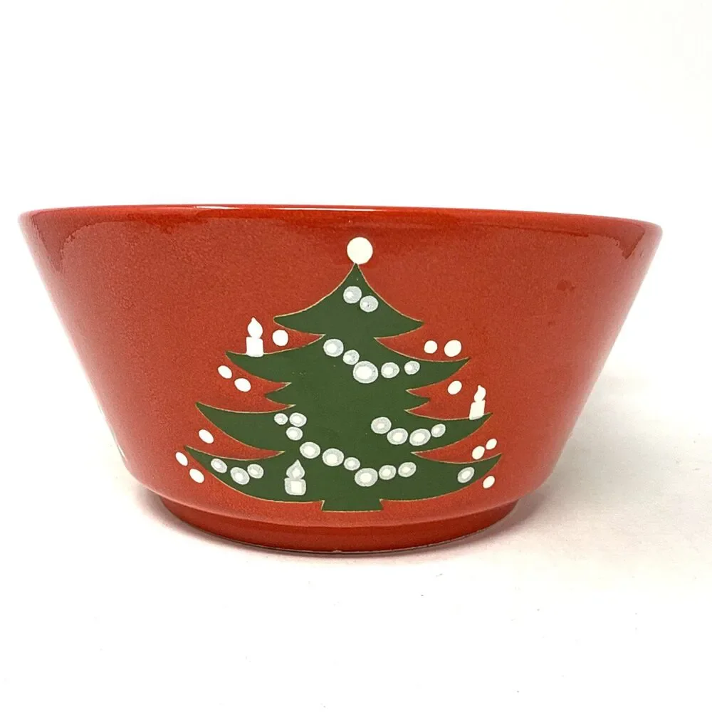Waechtersbach Red Christmas Tree Serving Bowl Western Germany 9